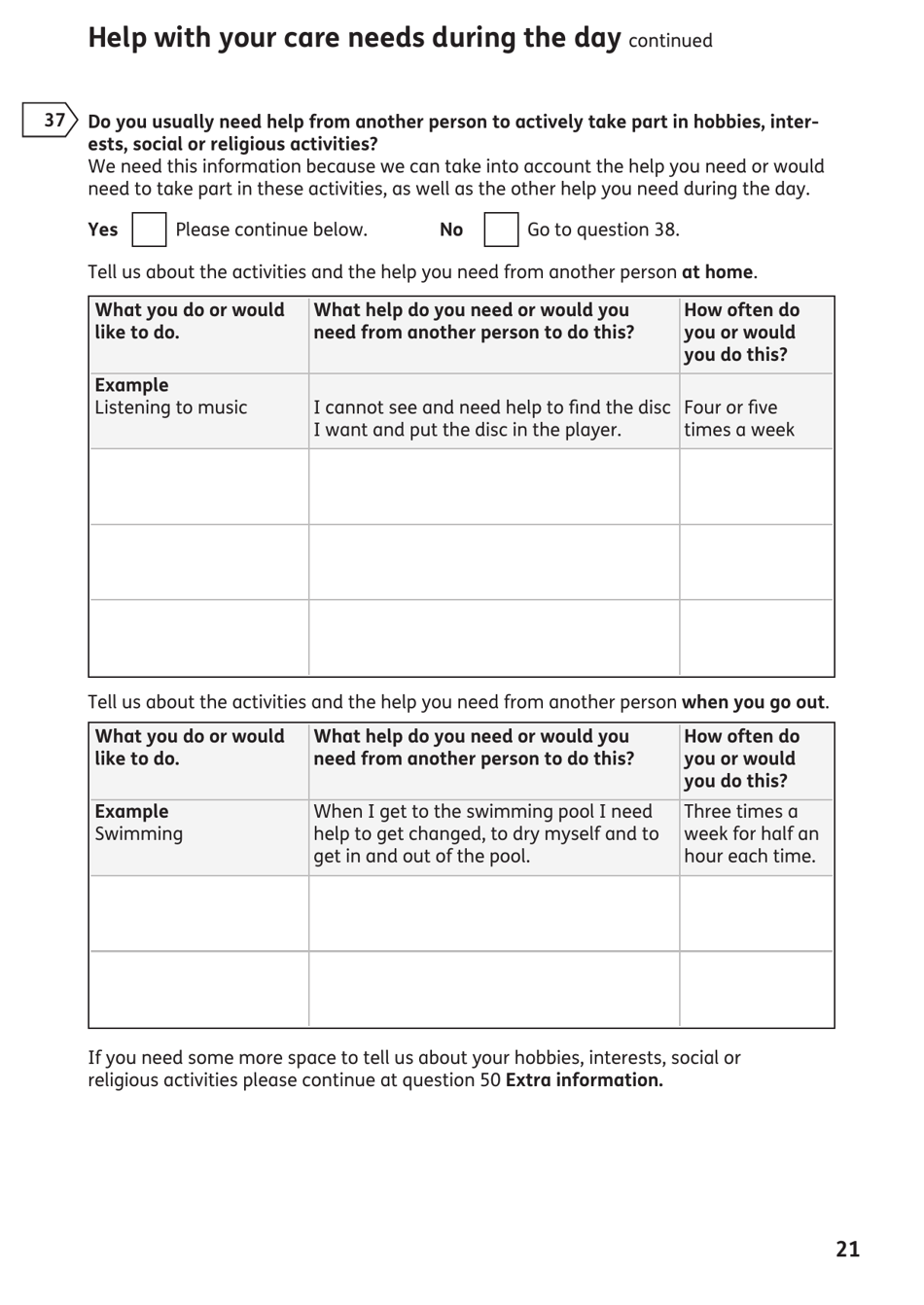 Form AA1 Attendance Allowance for People of State Pension Age or Over - United Kingdom, Page 21