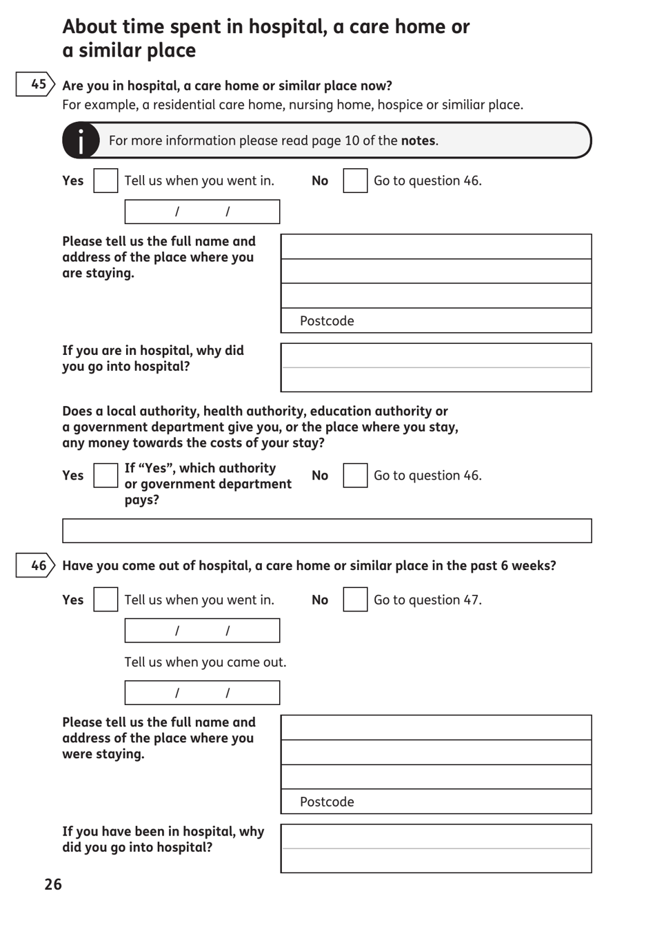 Form AA1 Attendance Allowance for People of State Pension Age or Over - United Kingdom, Page 26