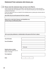 Form AA1 Attendance Allowance for People of State Pension Age or Over - United Kingdom, Page 28