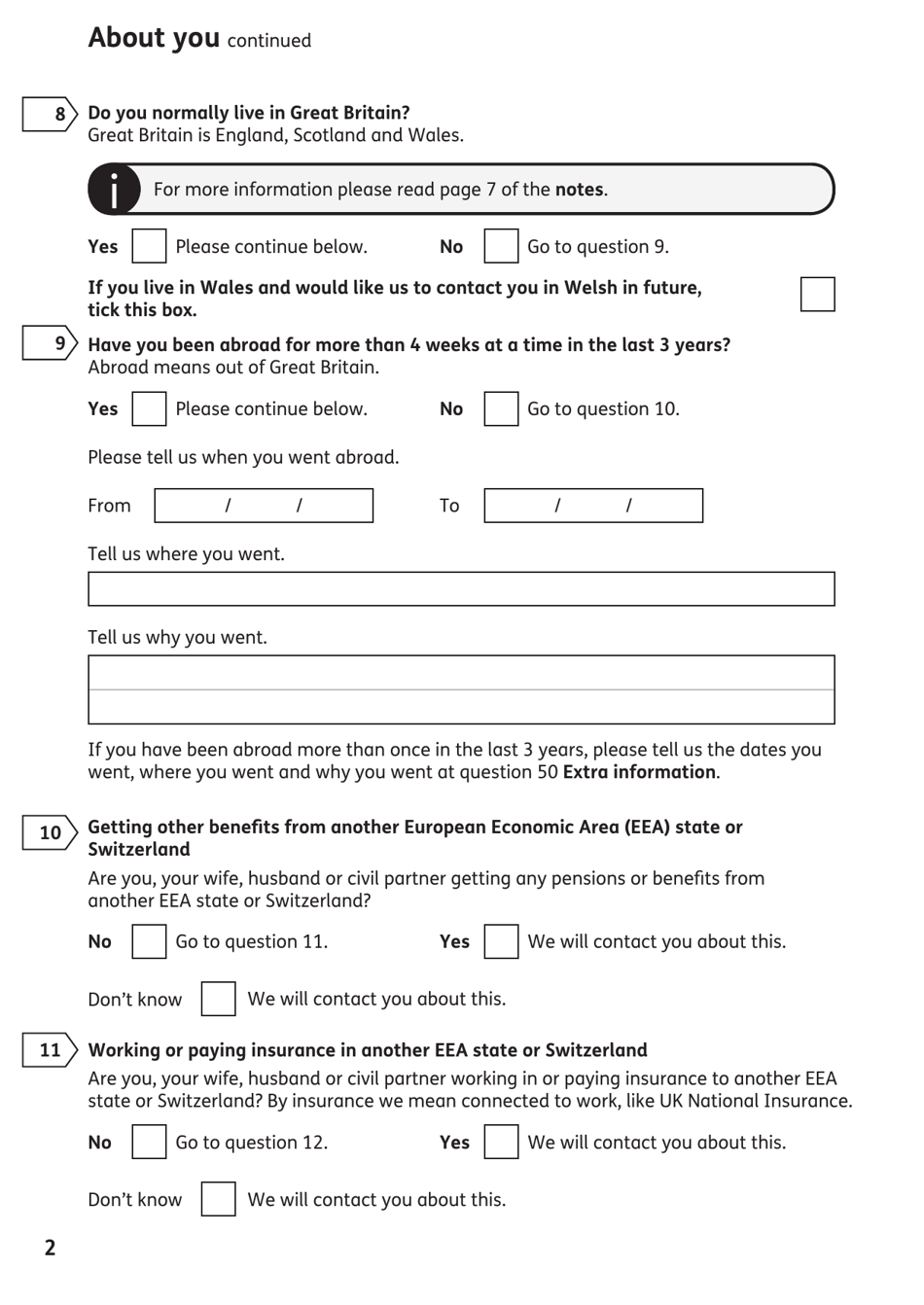 Form AA1 Attendance Allowance for People of State Pension Age or Over - United Kingdom, Page 2