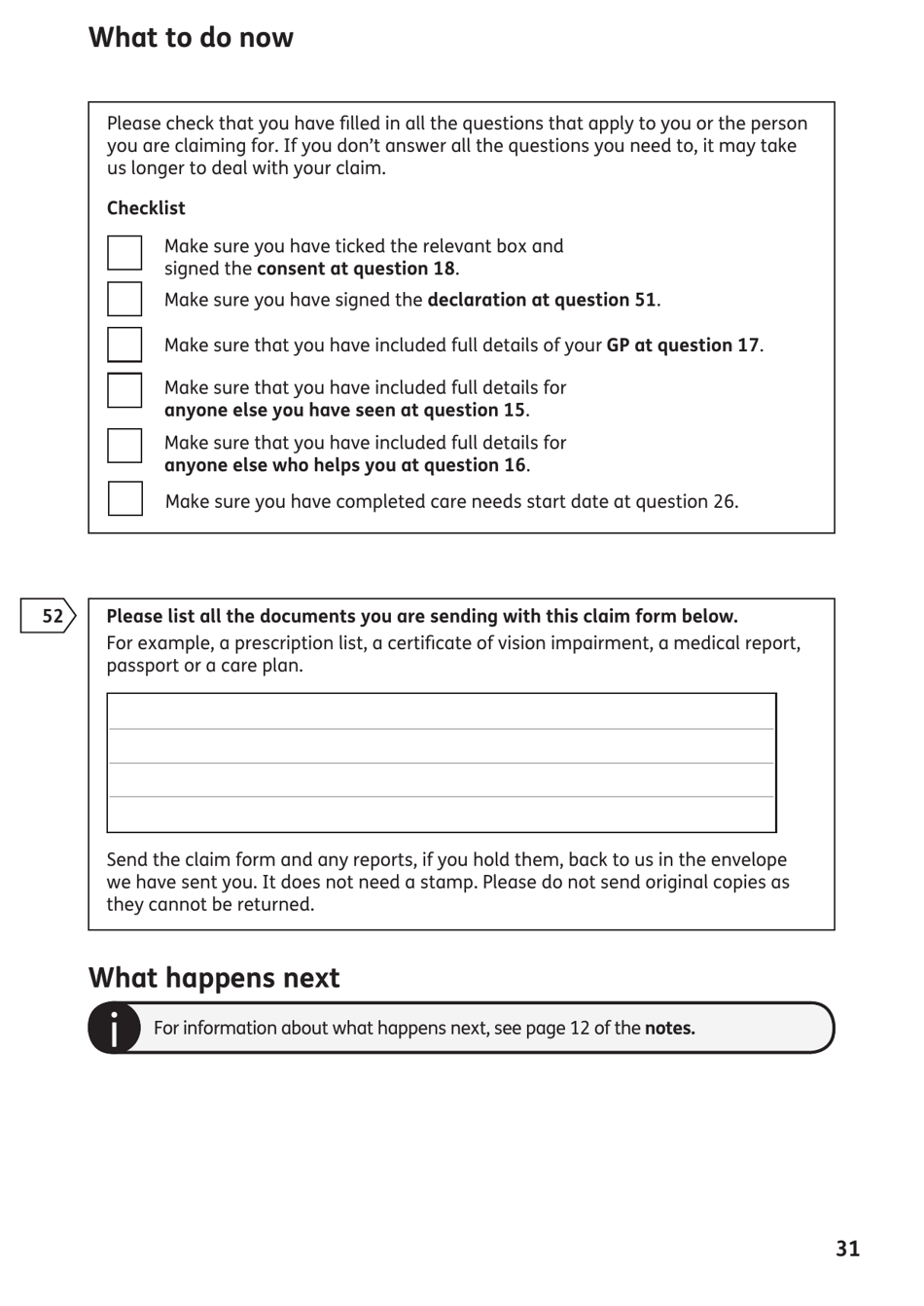 Form AA1 Attendance Allowance for People of State Pension Age or Over - United Kingdom, Page 31