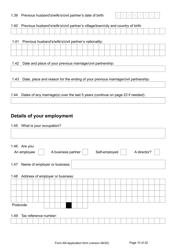 Form AN Application for Naturalisation as a British Citizen - United Kingdom, Page 10