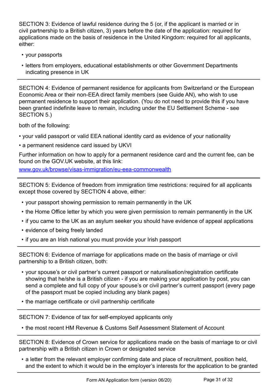 Form AN Application for Naturalisation as a British Citizen - United Kingdom, Page 31