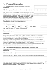 Form AN Application for Naturalisation as a British Citizen - United Kingdom, Page 3