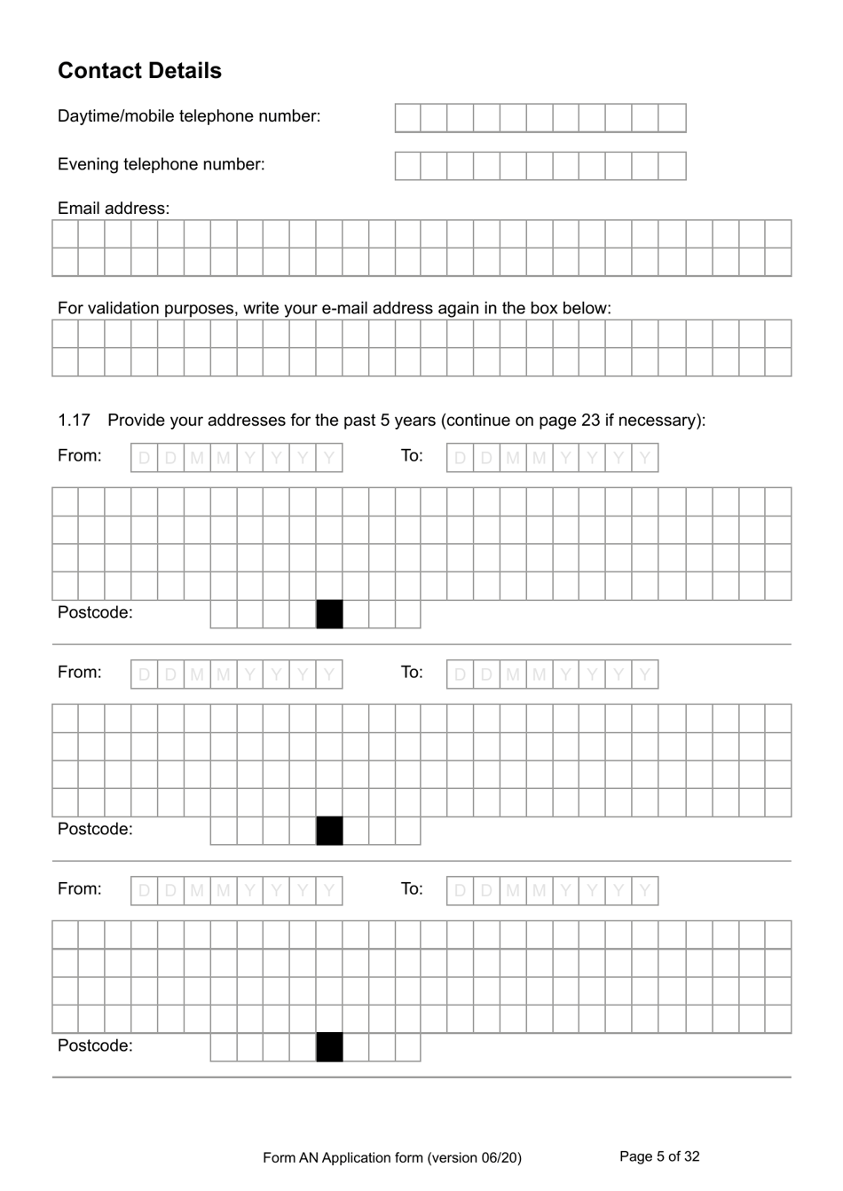 Form AN Application for Naturalisation as a British Citizen - United Kingdom, Page 5