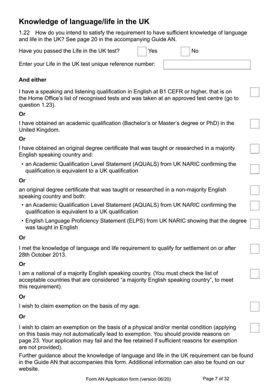 Form AN Application for Naturalisation as a British Citizen - United Kingdom, Page 7