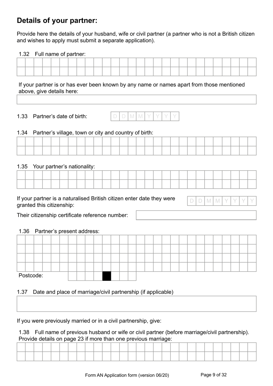 Form AN Application for Naturalisation as a British Citizen - United Kingdom, Page 9