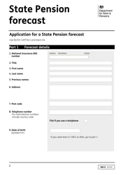 Form BR19 Application for a State Pension Forecast - United Kingdom, Page 2