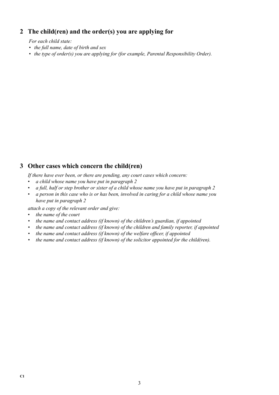 Form C1 Application for an Order - United Kingdom, Page 3