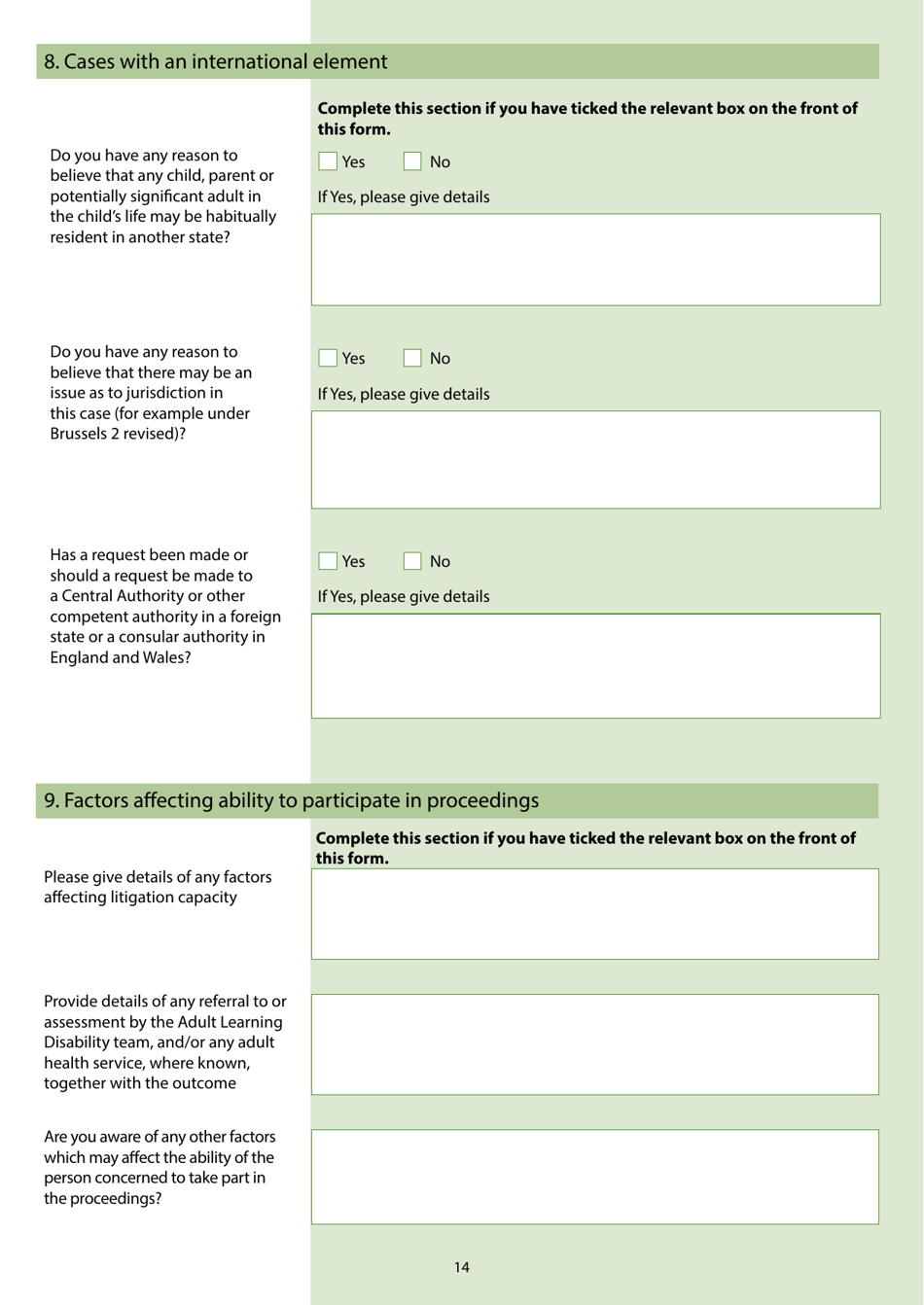 Form C100 Application Under the Children Act 1989 for a Child Arrangements, Prohibited Steps, Specific Issue Section 8 Order or to Vary or Discharge a Section 8 Order - United Kingdom, Page 16