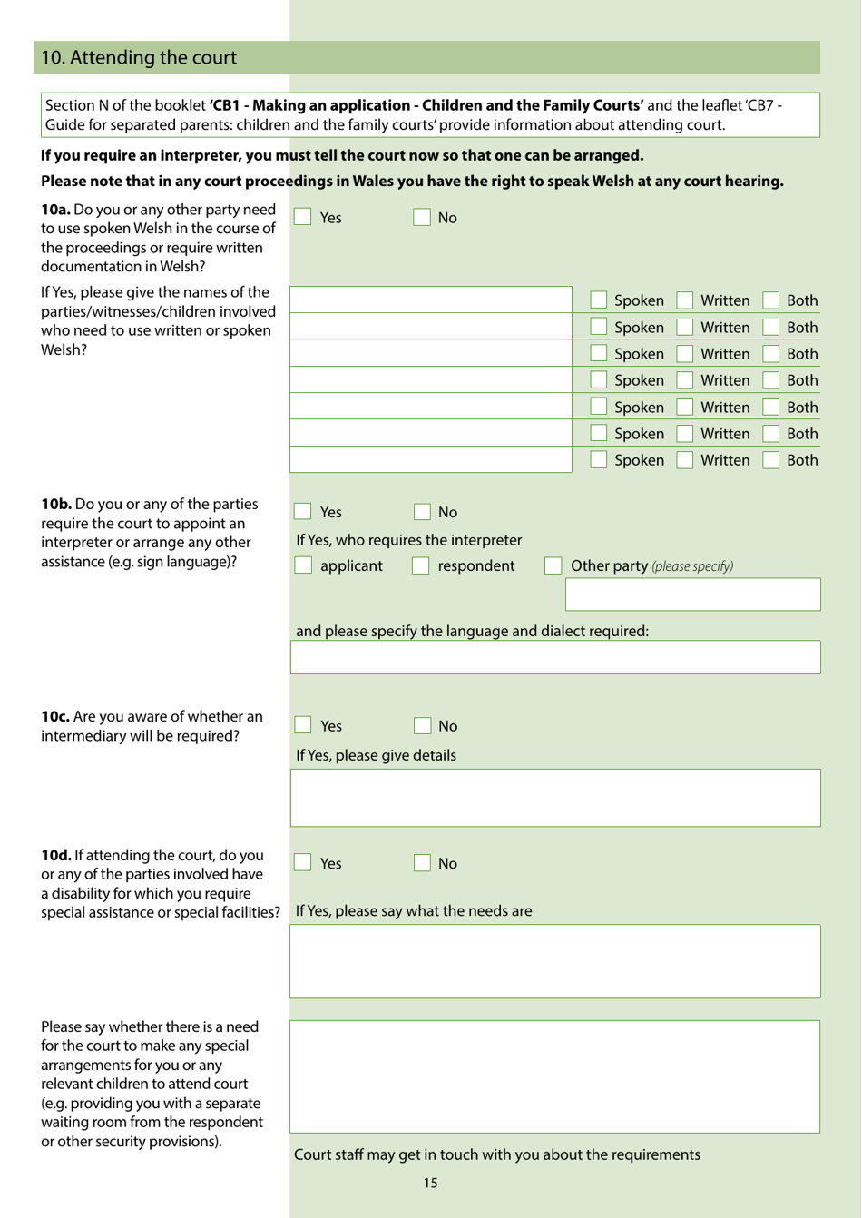 Form C100 Application Under the Children Act 1989 for a Child Arrangements, Prohibited Steps, Specific Issue Section 8 Order or to Vary or Discharge a Section 8 Order - United Kingdom, Page 17