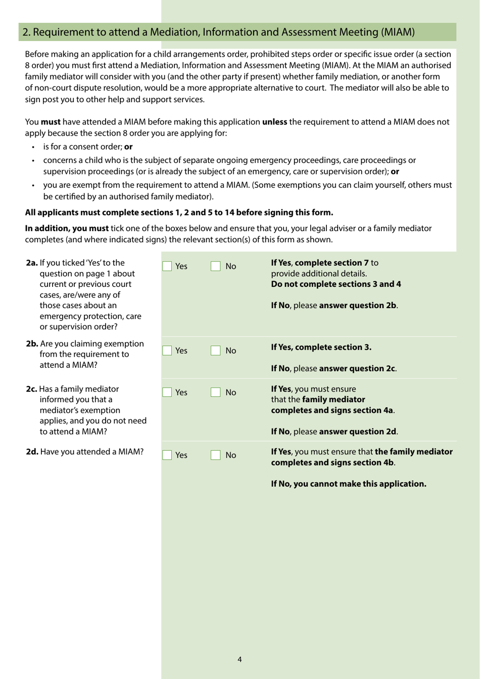 Form C100 Application Under the Children Act 1989 for a Child Arrangements, Prohibited Steps, Specific Issue Section 8 Order or to Vary or Discharge a Section 8 Order - United Kingdom, Page 6