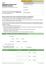 Form C1A Allegations of Harm and Domestic Violence (Supplemental Information Form) - United Kingdom