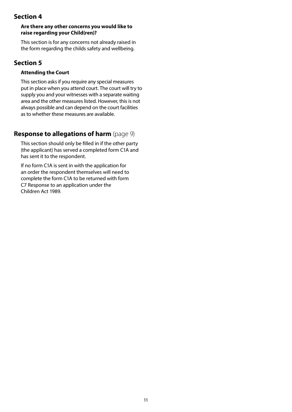 Form C1A Allegations of Harm and Domestic Violence (Supplemental Information Form) - United Kingdom, Page 11