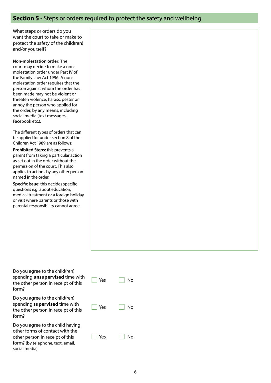 Form C1A Allegations of Harm and Domestic Violence (Supplemental Information Form) - United Kingdom, Page 6