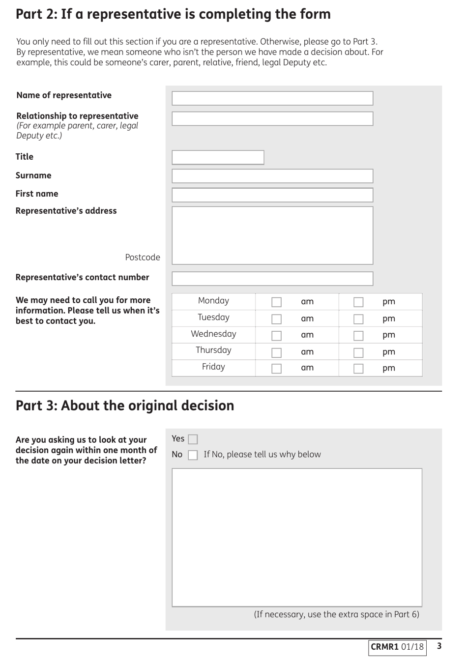 Form CRMR1 If You Disagree With a Decision Made by the Department for Work and Pensions - United Kingdom, Page 4