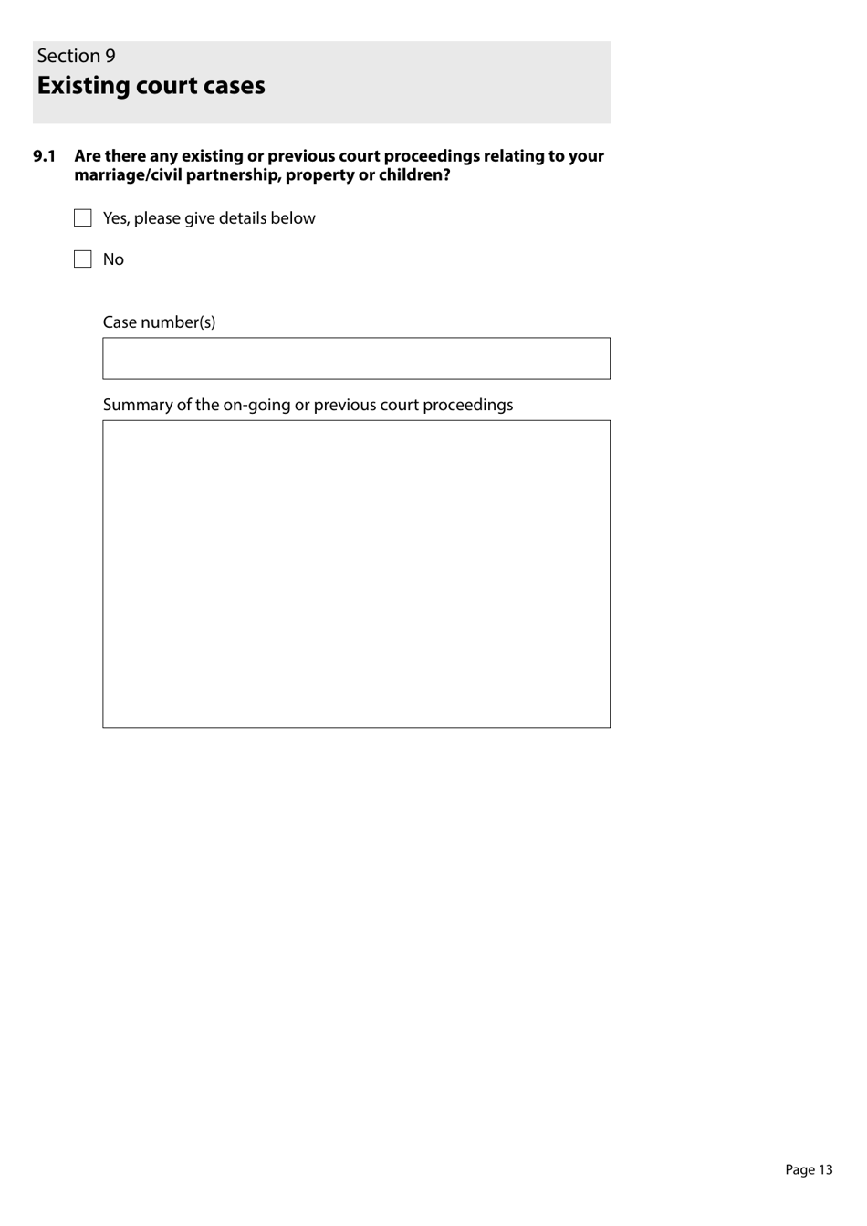 Form D8 Application for a Divorce, Dissolution or (Judicial) Separation - United Kingdom, Page 13