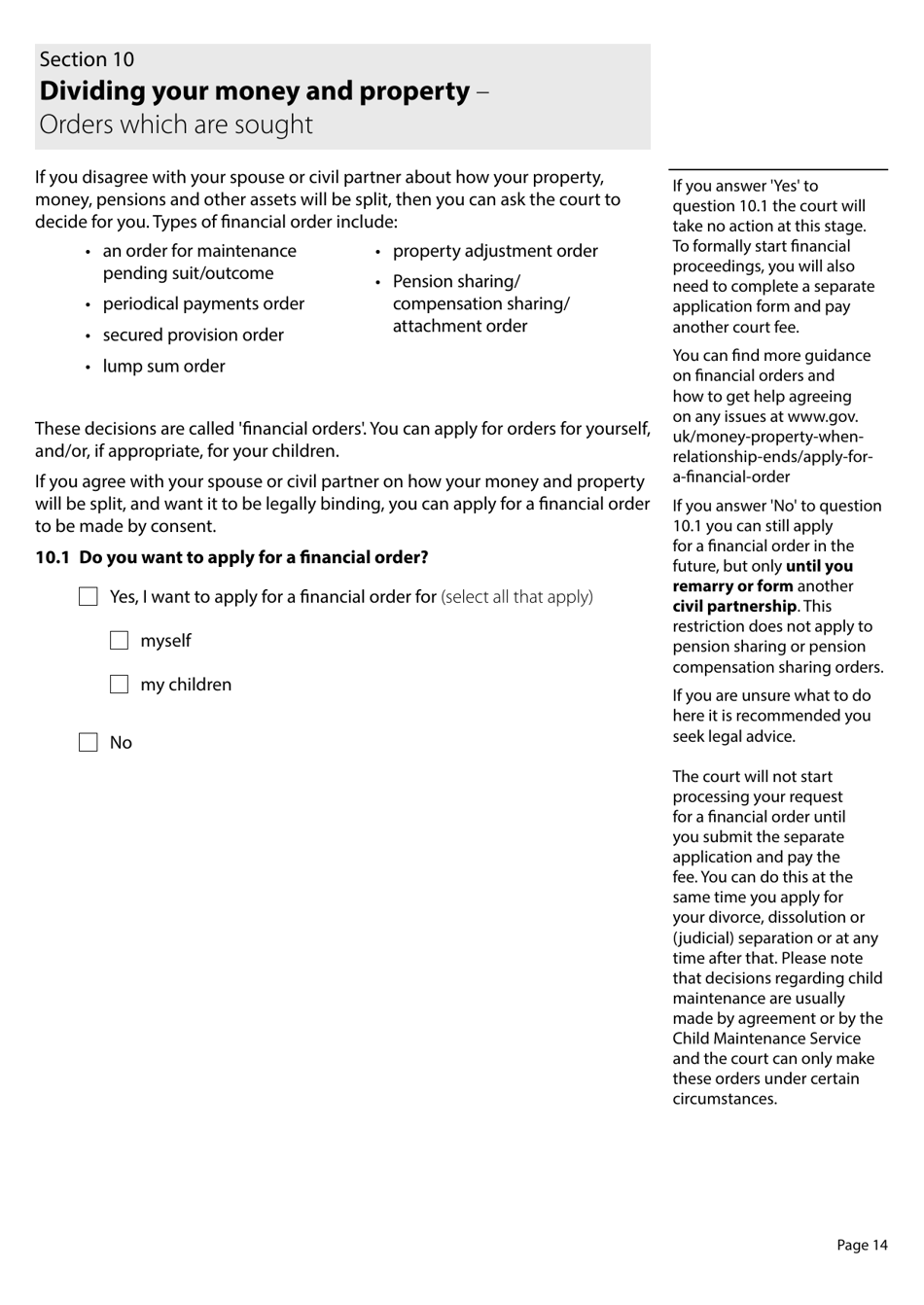 Form D8 Application for a Divorce, Dissolution or (Judicial) Separation - United Kingdom, Page 14