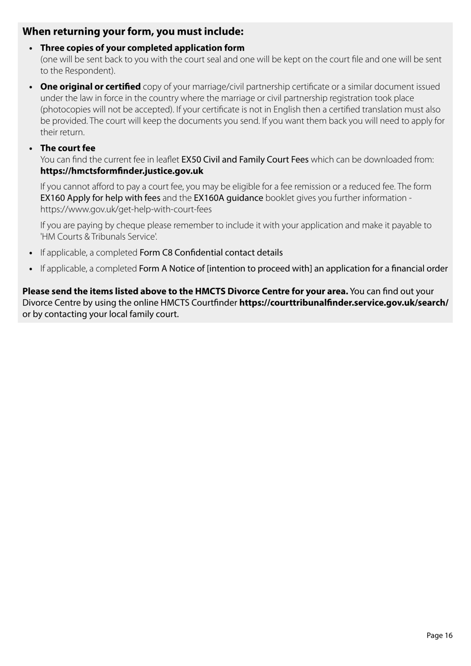 Form D8 Application for a Divorce, Dissolution or (Judicial) Separation - United Kingdom, Page 16