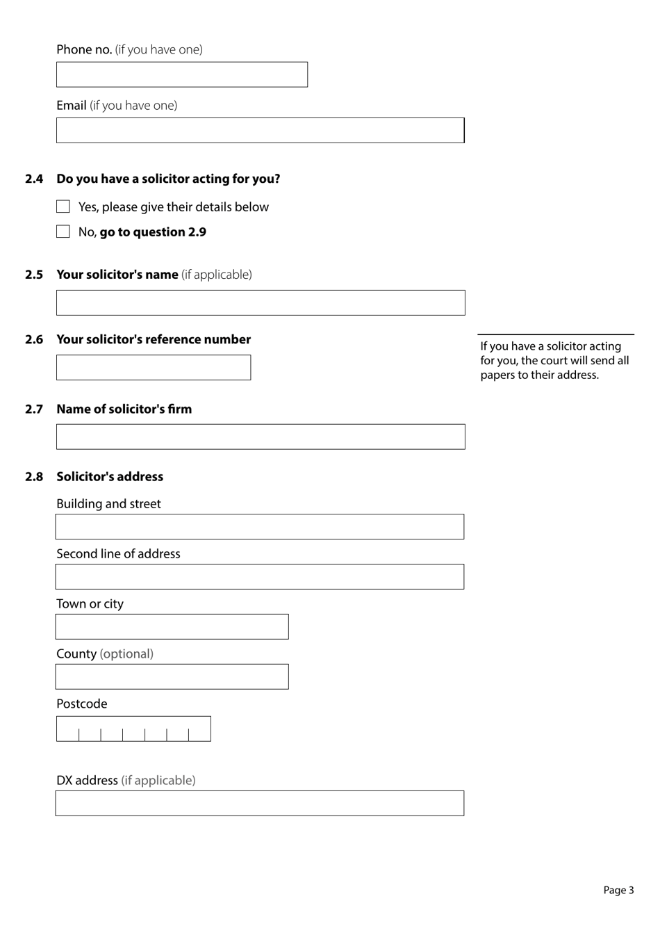 Form D8 Application for a Divorce, Dissolution or (Judicial) Separation - United Kingdom, Page 3
