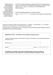 Form D80E Statement in Support of Divorce/Dissolution/ (Judicial) Separation - 5 Years' Separation - United Kingdom, Page 3