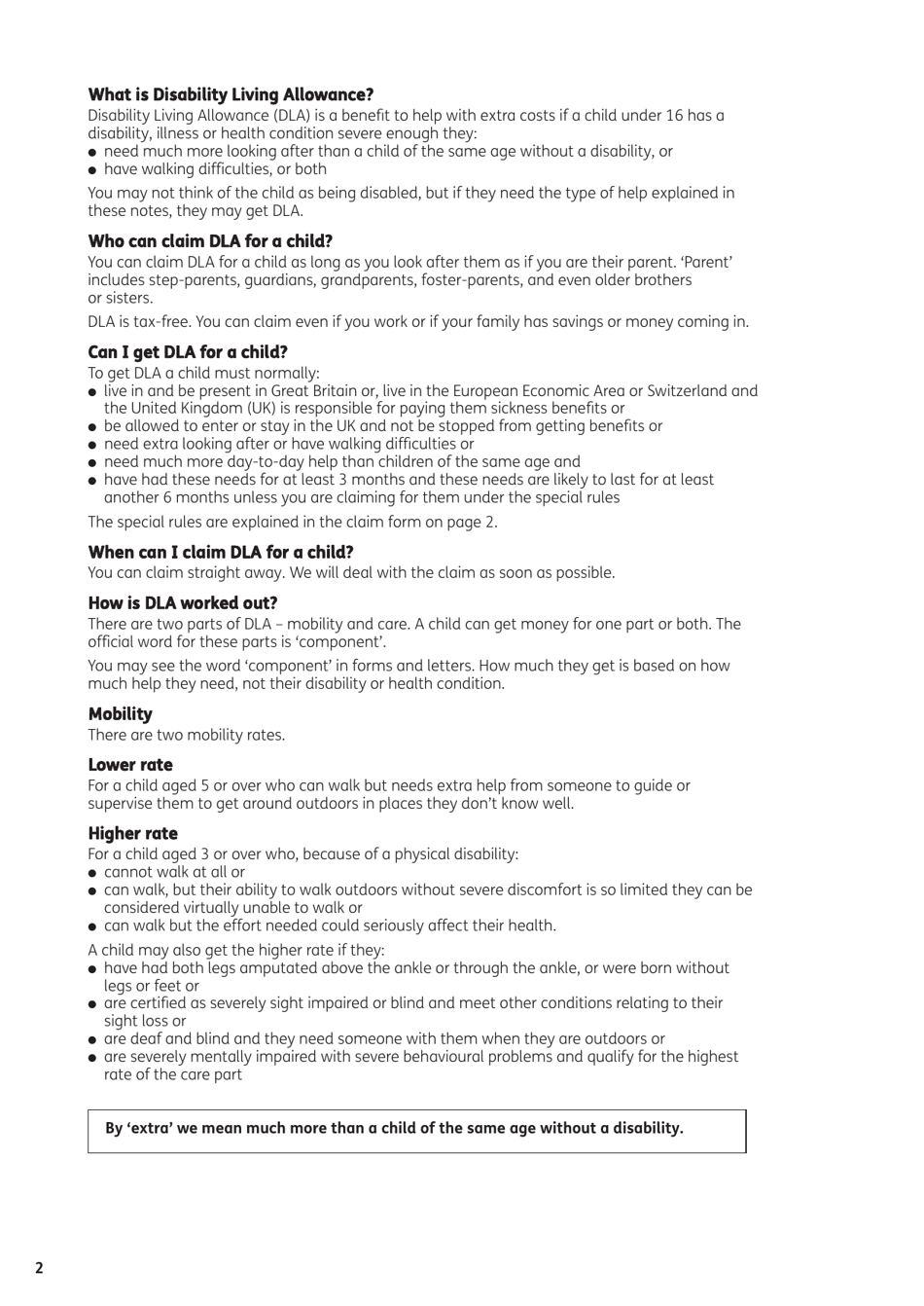 Form DLA1A Disability Living Allowance for a Child Under 16 - United Kingdom, Page 4