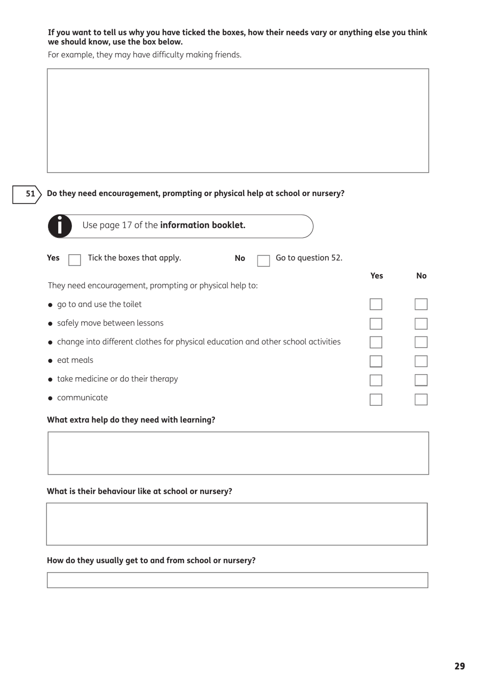 Form DLA1A Disability Living Allowance for a Child Under 16 - United Kingdom, Page 53