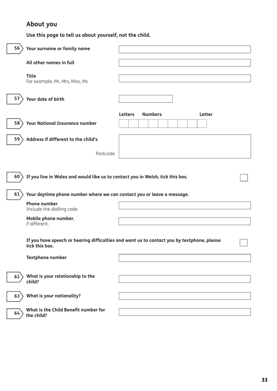 Form DLA1A Disability Living Allowance for a Child Under 16 - United Kingdom, Page 57