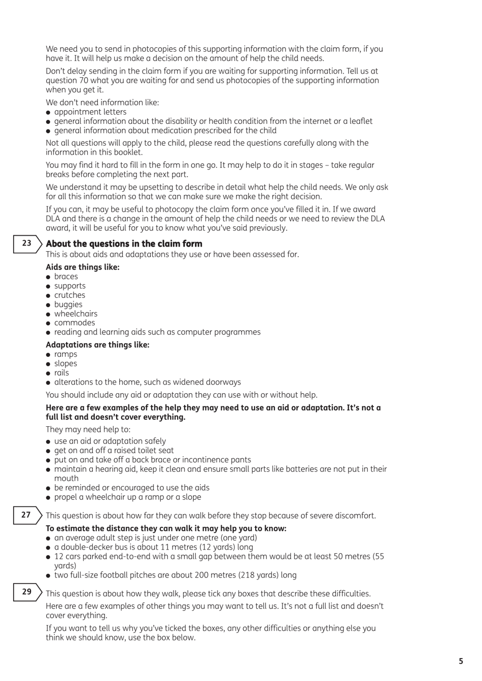 Form DLA1A Disability Living Allowance for a Child Under 16 - United Kingdom, Page 7