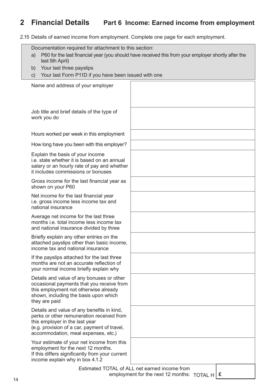 Form E Financial Statement - United Kingdom, Page 14