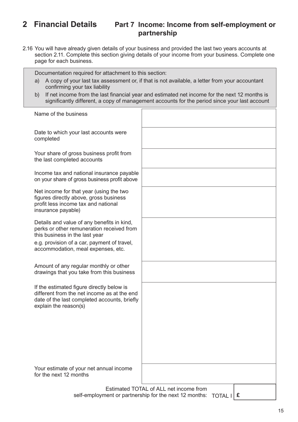 Form E Financial Statement - United Kingdom, Page 15
