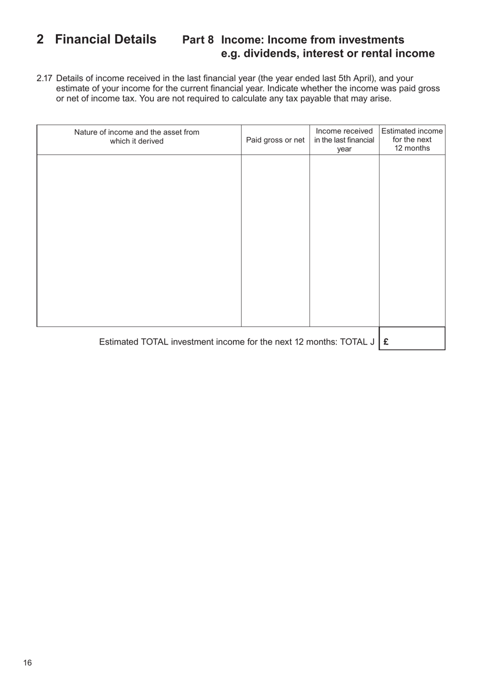 Form E Financial Statement - United Kingdom, Page 16