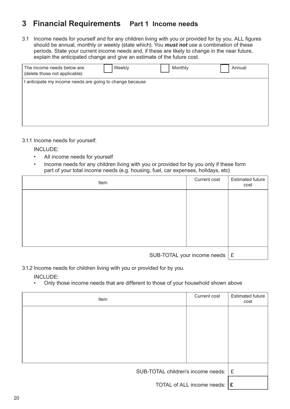 Form E Financial Statement - United Kingdom, Page 20