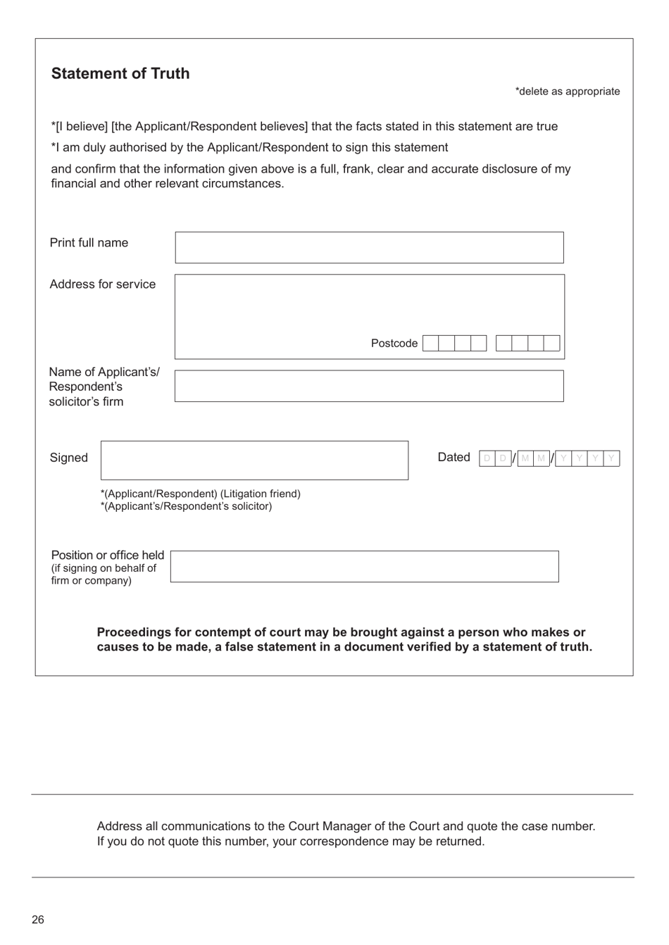 Form E Financial Statement - United Kingdom, Page 26
