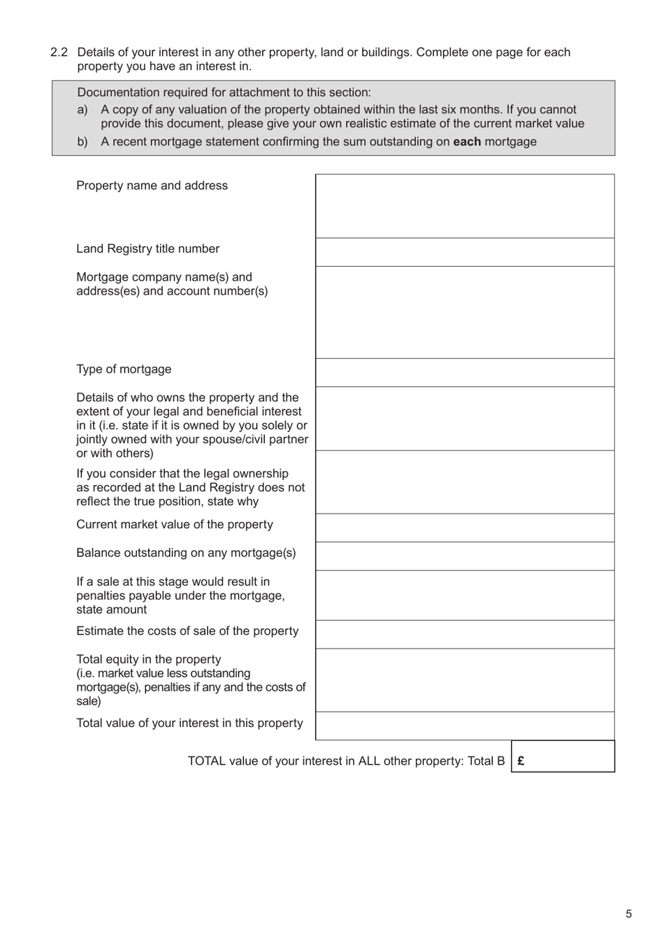Form E Financial Statement - United Kingdom, Page 5