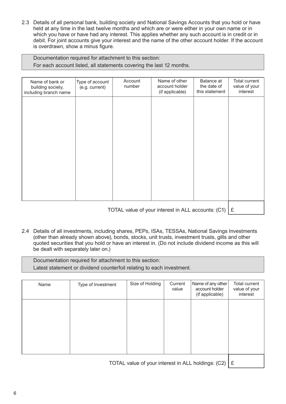 Form E Financial Statement - United Kingdom, Page 6