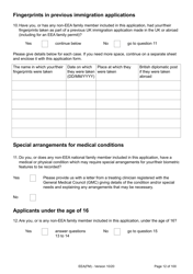 Form EEA(FM) Application for a Registration Certificate or Residence Card as the Family Member of a European Economic Area (Eea) or Swiss National - United Kingdom, Page 12