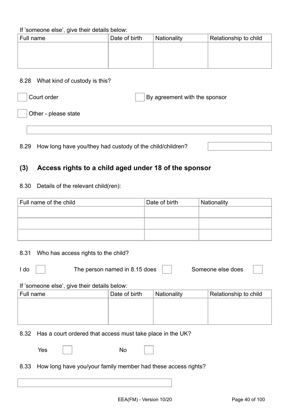 Form EEA(FM) Application for a Registration Certificate or Residence Card as the Family Member of a European Economic Area (Eea) or Swiss National - United Kingdom, Page 40