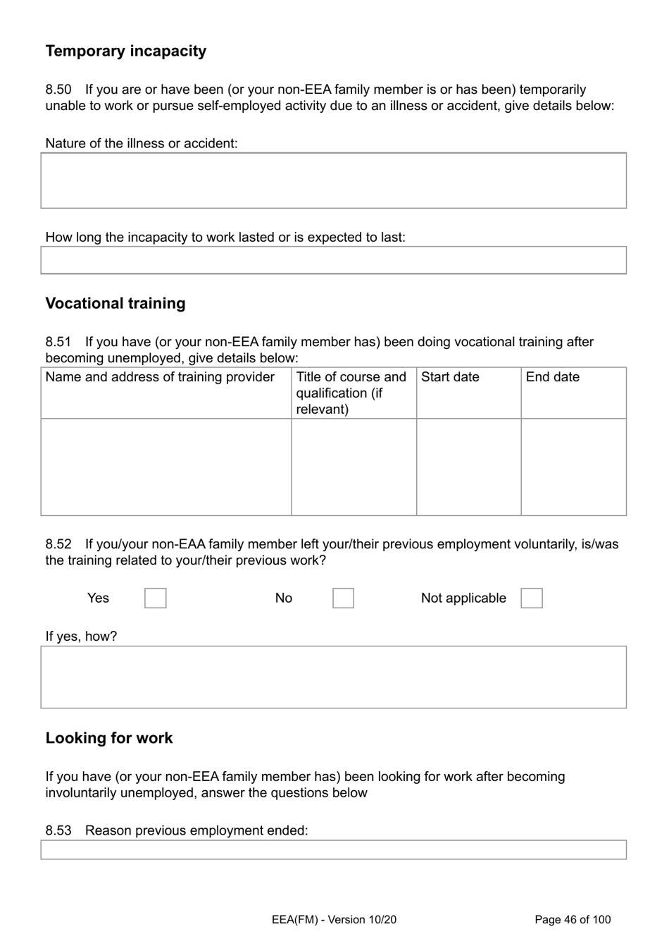 Form EEA(FM) Application for a Registration Certificate or Residence Card as the Family Member of a European Economic Area (Eea) or Swiss National - United Kingdom, Page 46