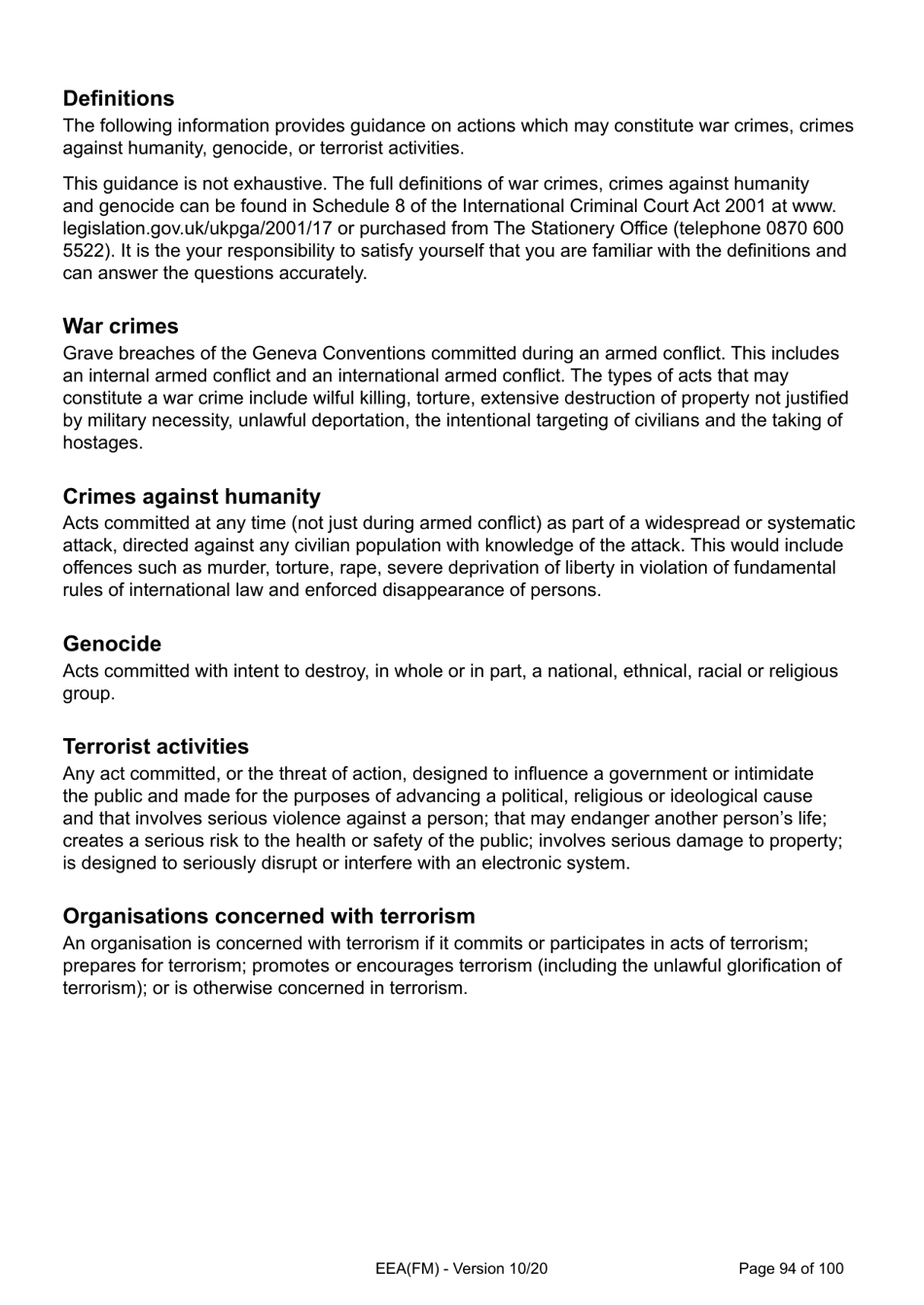 Form EEA(FM) Application for a Registration Certificate or Residence Card as the Family Member of a European Economic Area (Eea) or Swiss National - United Kingdom, Page 94