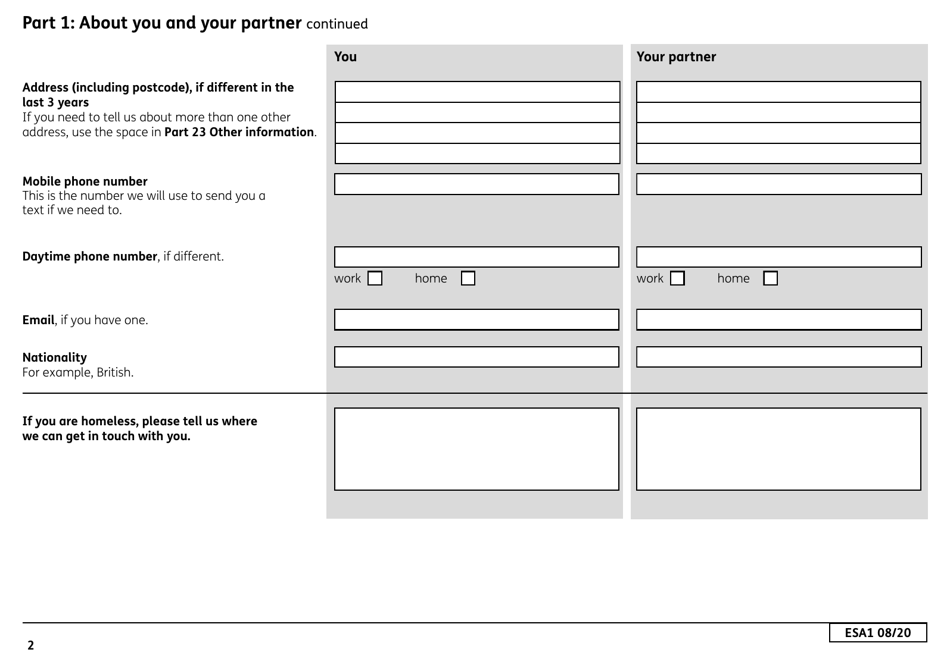 Form ESA1 Employment and Support Allowance - United Kingdom, Page 10