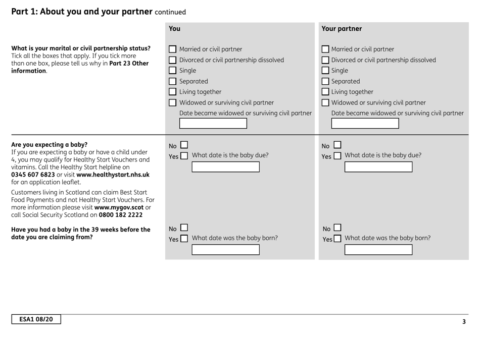 Form ESA1 Employment and Support Allowance - United Kingdom, Page 11