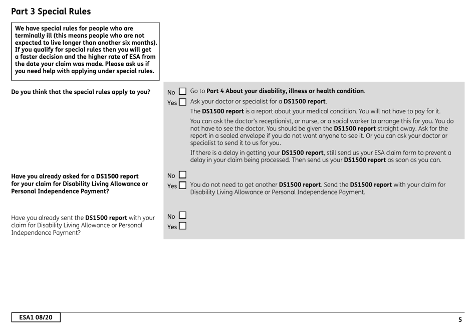 Form ESA1 Employment and Support Allowance - United Kingdom, Page 13