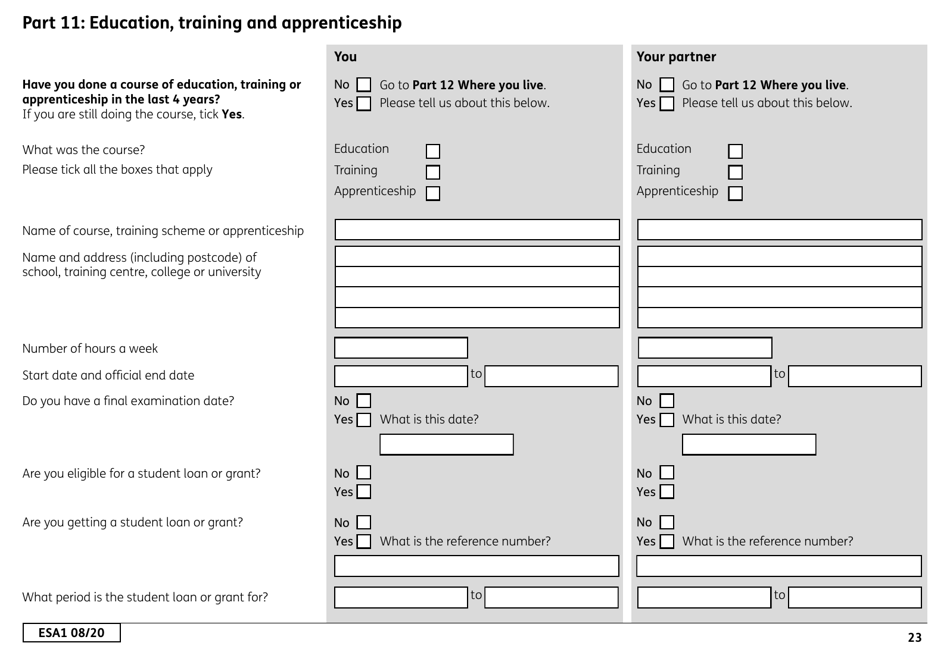 Form ESA1 Employment and Support Allowance - United Kingdom, Page 31