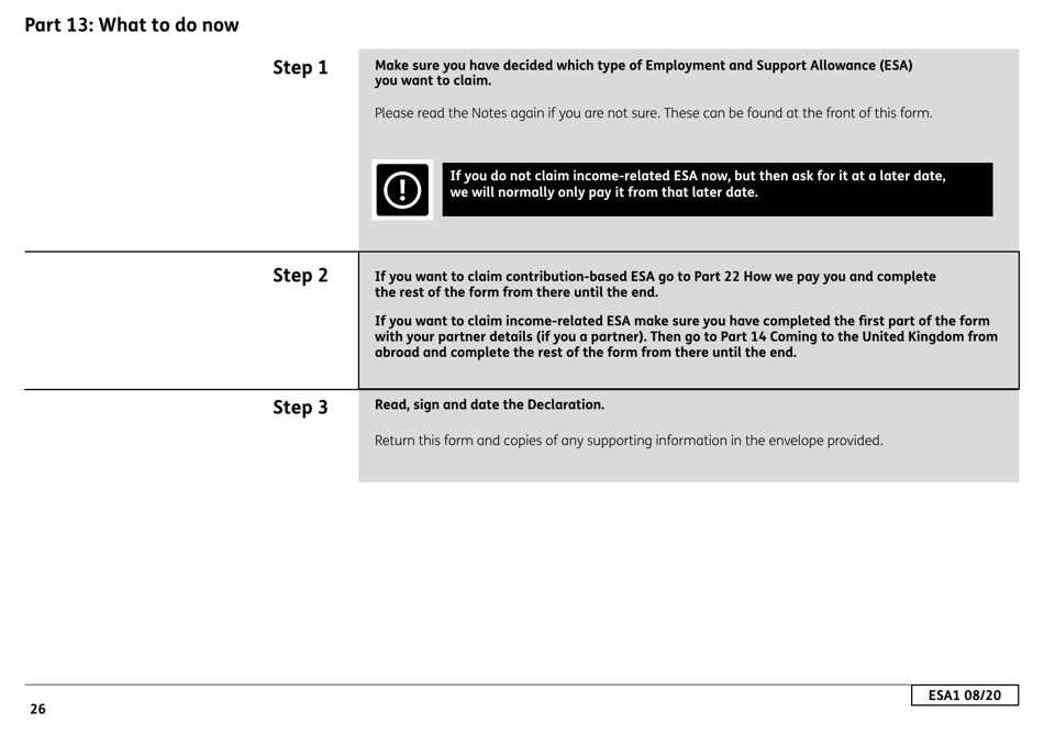 Form ESA1 Employment and Support Allowance - United Kingdom, Page 34