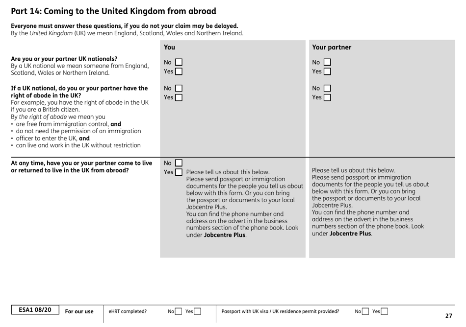 Form ESA1 Employment and Support Allowance - United Kingdom, Page 35
