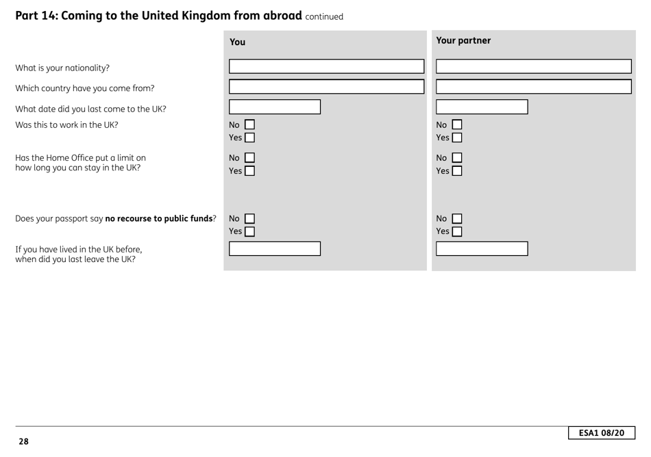 Form ESA1 Employment and Support Allowance - United Kingdom, Page 36