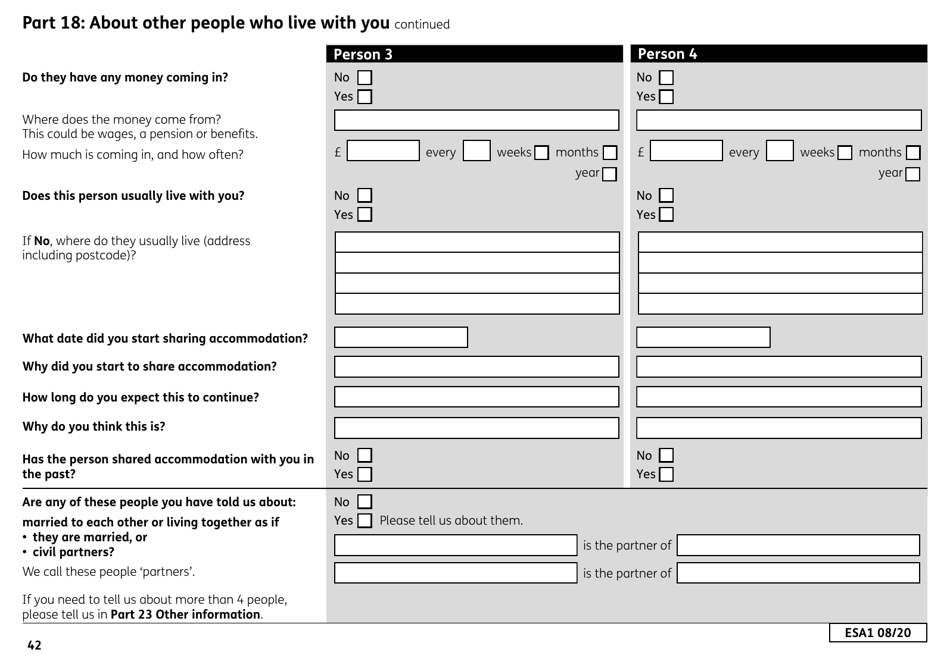 Form ESA1 Employment and Support Allowance - United Kingdom, Page 50