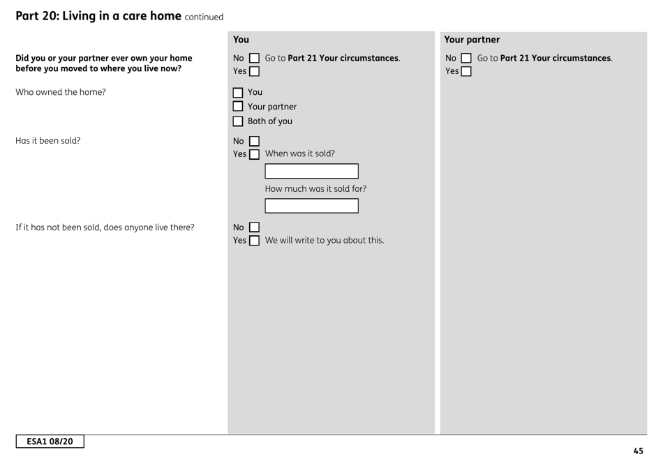 Form ESA1 Employment and Support Allowance - United Kingdom, Page 53