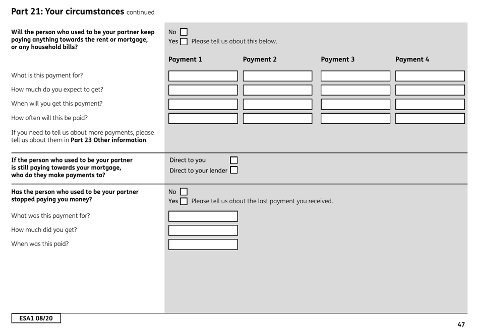 Form ESA1 Employment and Support Allowance - United Kingdom, Page 55